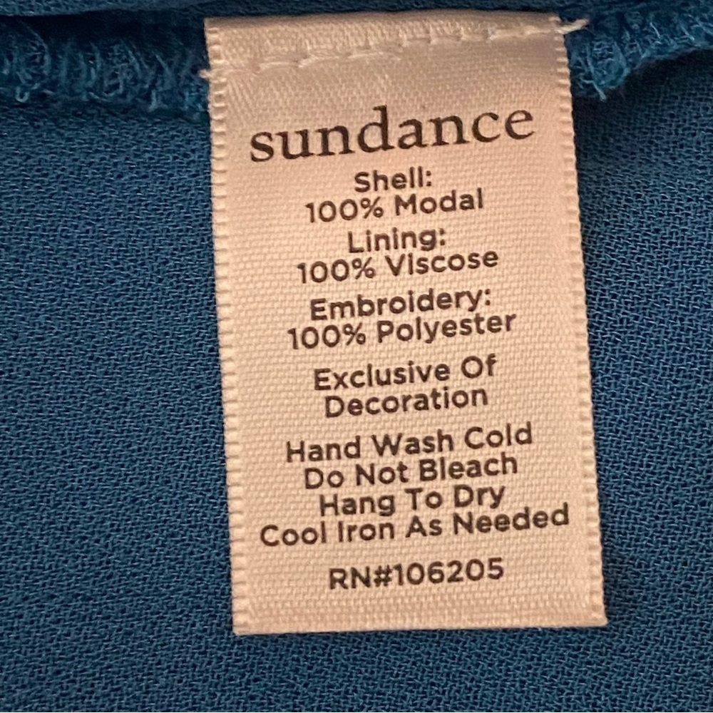 SUNDANCE “Bright Pathway” teal, embroidered, shift dress w/POCKETS. Size XS. EUC - Picture 11 of 12